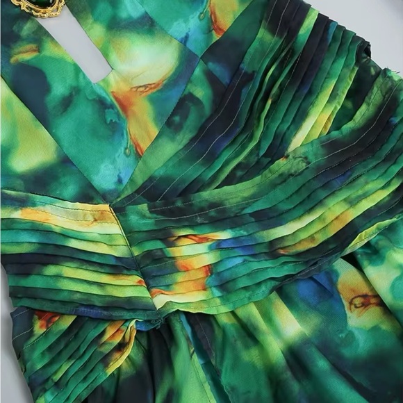 Incredible open back multi color chiffon maxi dress - Picture 6 of 11